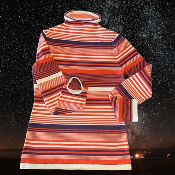 XS Duluth Trading Co. Burnt Orange Stripped Prep S'no Sweat Mock Neck Striped - Picture 2 of 11